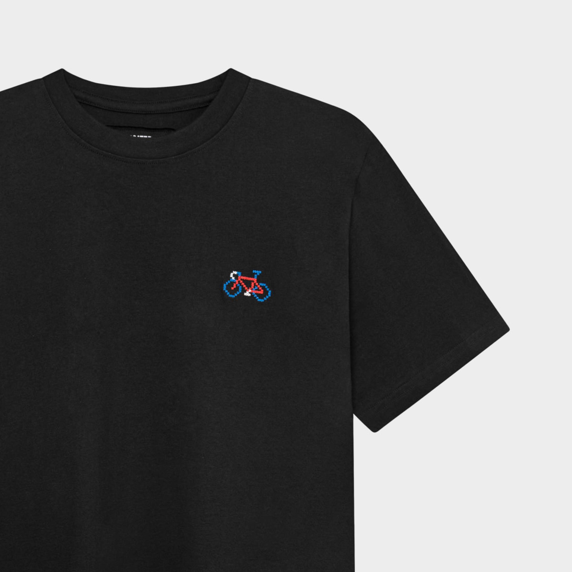 Dedicated Stockholm Stitch Bike T-Shirt Bio Baumwolle Shirt Stickerei schwarz